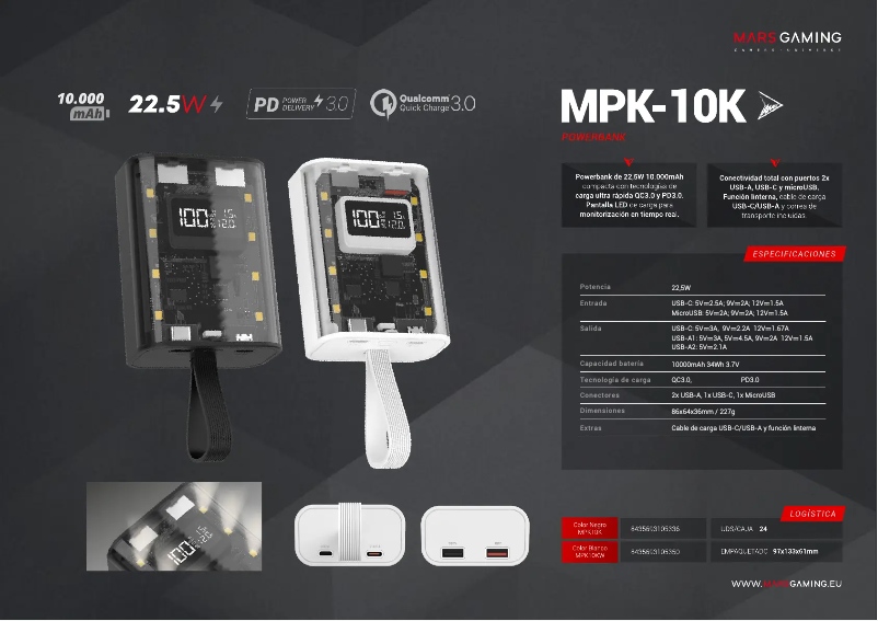 Page n°1 - Fiche technique Mars Gaming MPK-10K