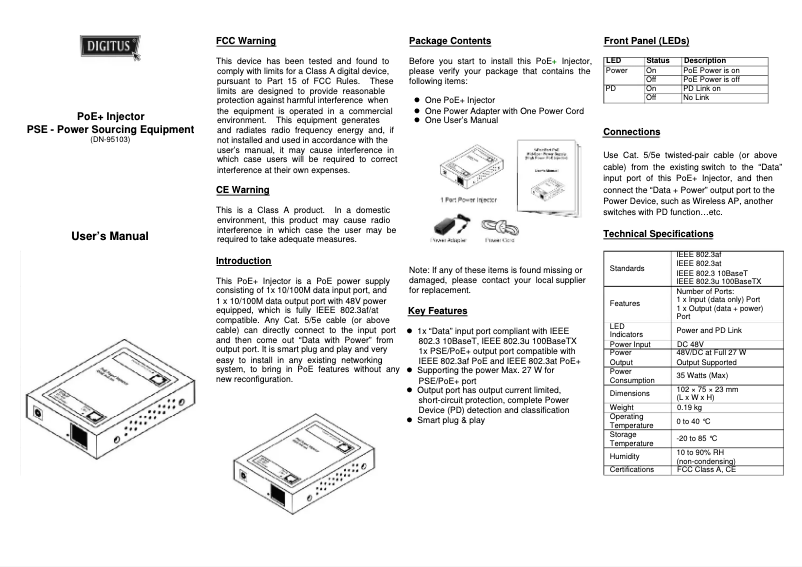 Image de la première page du manuel de l'appareil DN-95103