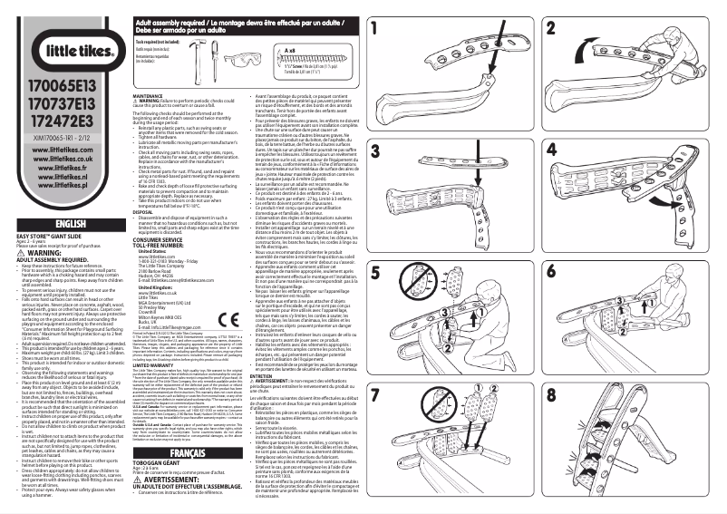 Page 1 de la notice Manuel utilisateur Little Tikes Easy Store Giant Slide - Rainbow