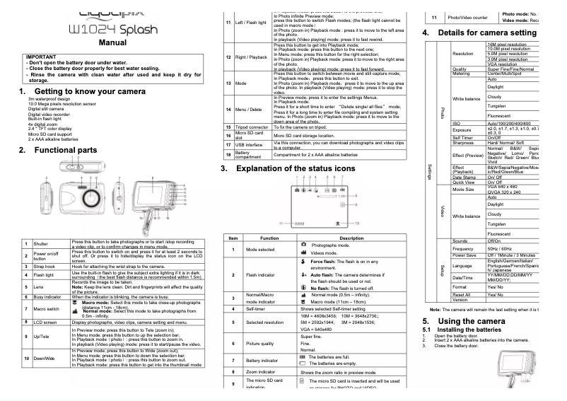 Page n°1 - Manuel utilisateur Easypix W1024