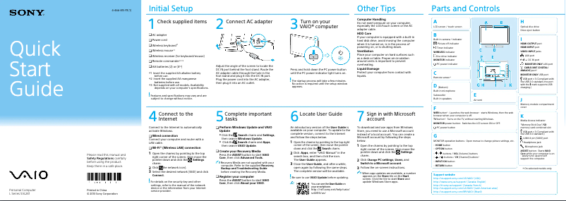 Page n°1 - Guide d'installation Sony Vaio SVL24145CXB