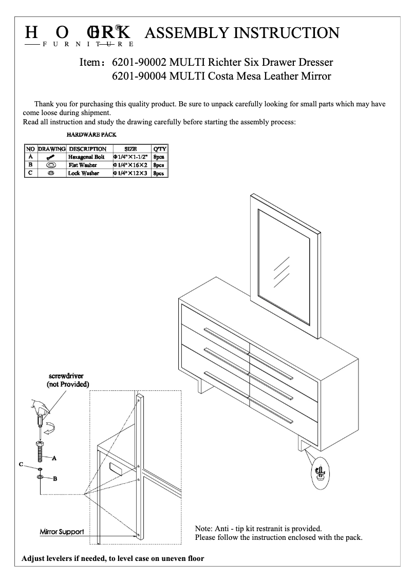 Page n°1 - Manuel utilisateur Hooker 6201-90004 MULTI
