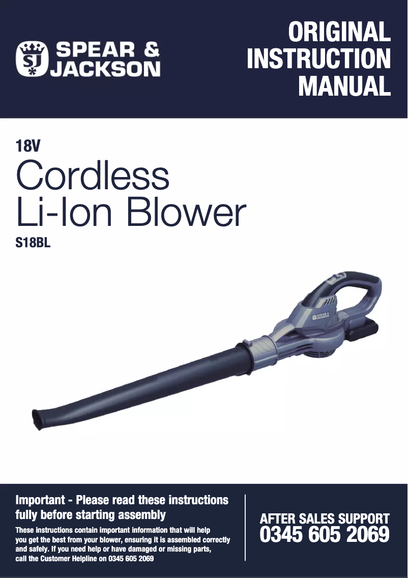 First page image of the manual for S18BL