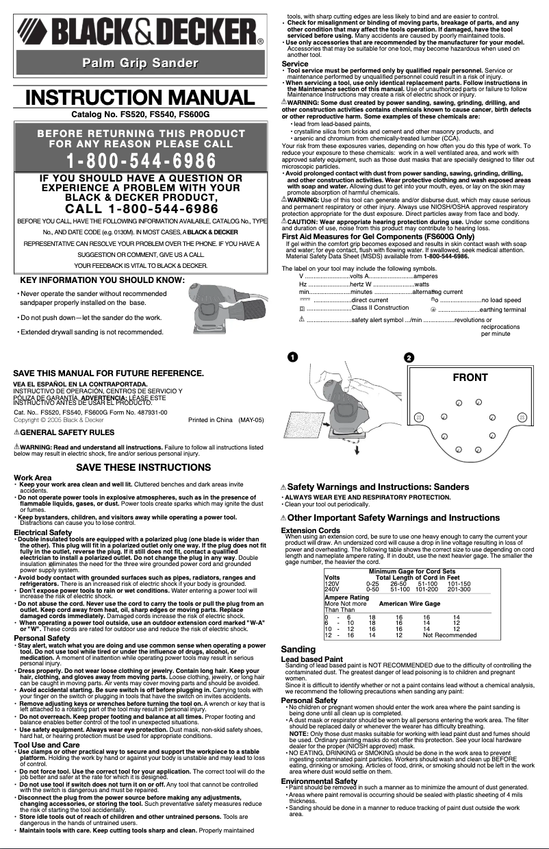 Page n°1 - Manuel utilisateur Black & Decker FS520