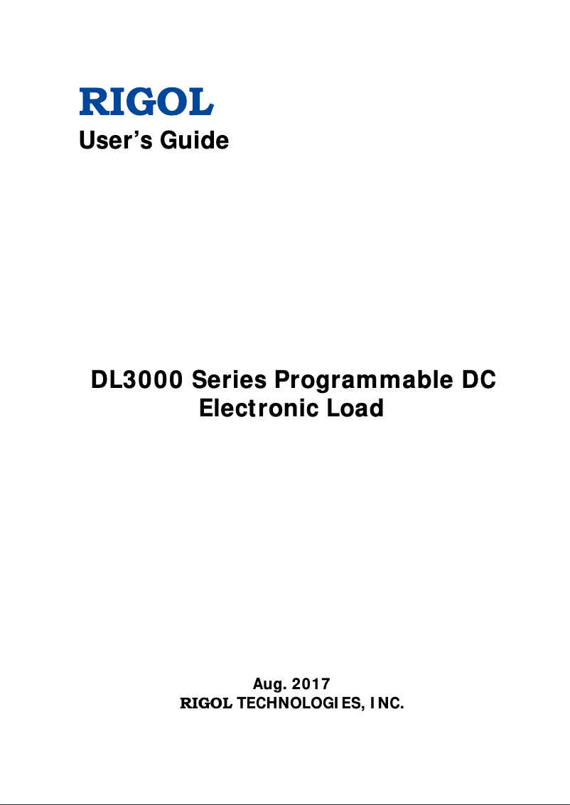 Page n°1 - Manuel utilisateur Rigol DL3031A