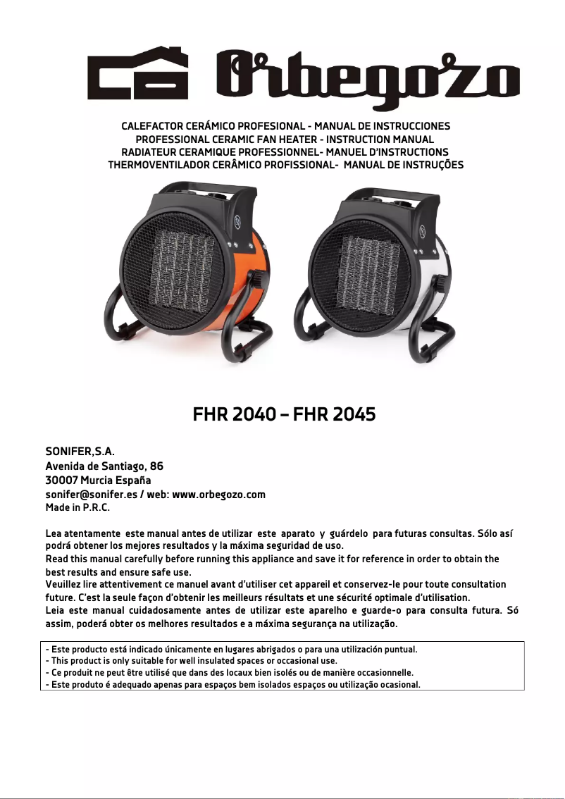 Image de la première page du manuel de l'appareil FHR 2045