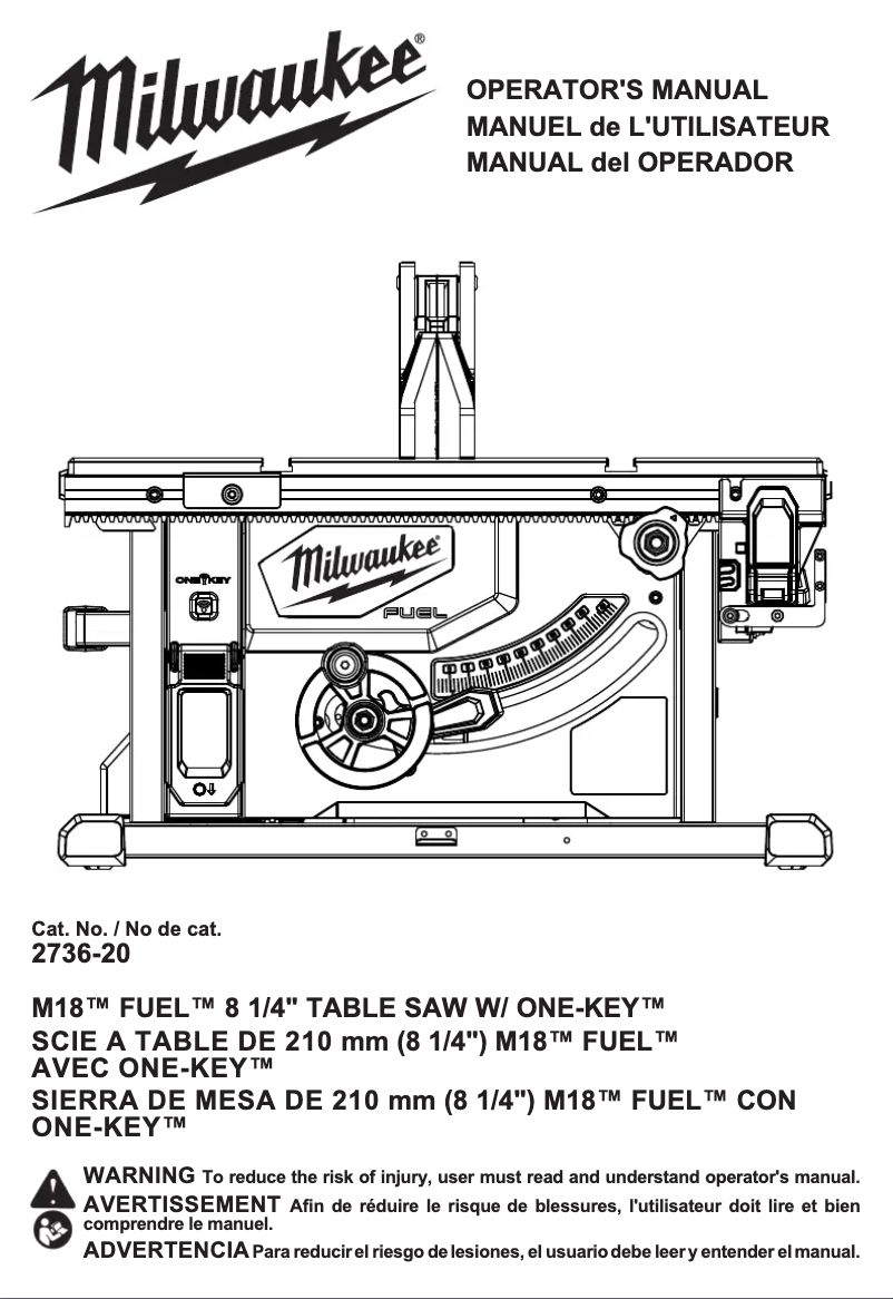 Image de la première page du manuel de l'appareil M18 Fuel 2736-21HD