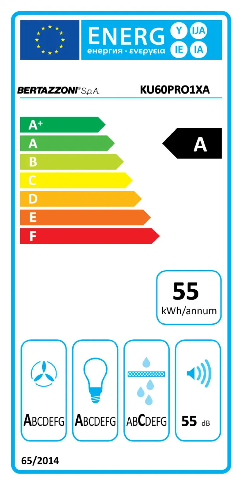 Page 1 de la notice Label énergétique Bertazzoni KU60PRO1XA