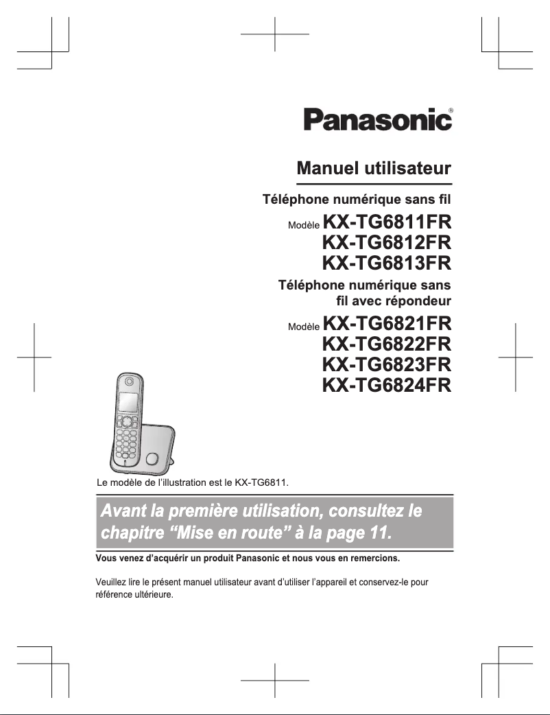 Image de la première page du manuel de l'appareil KX-TG6824FR