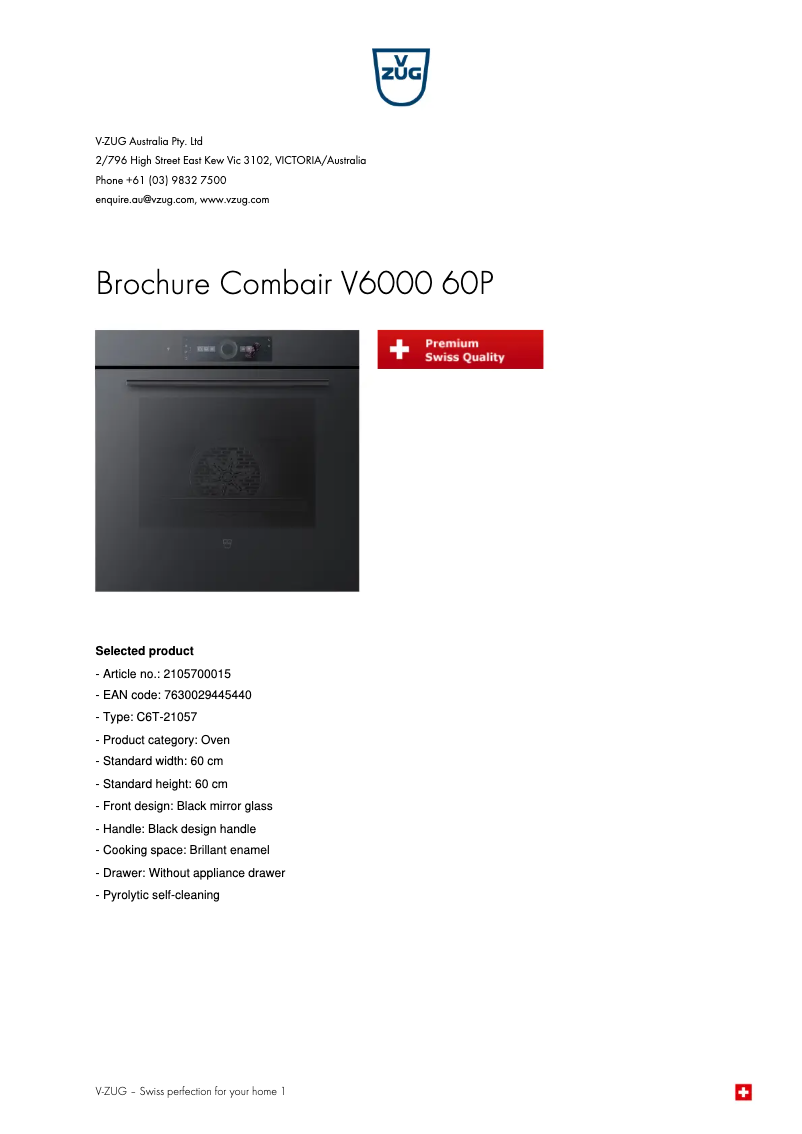 First page image of the manual for Combair V6000