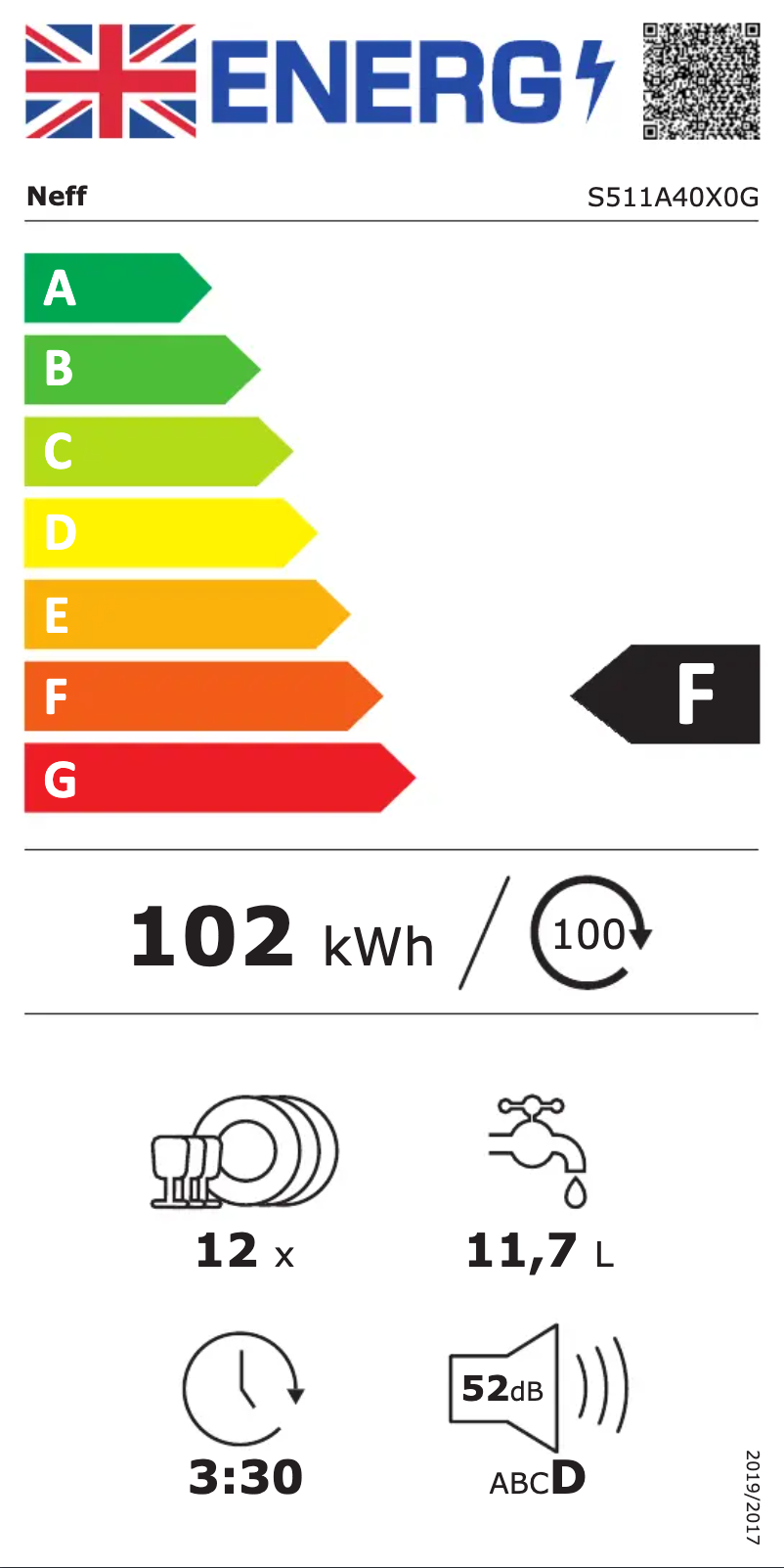 Page n°1 - Label énergétique Neff S511A40X0G