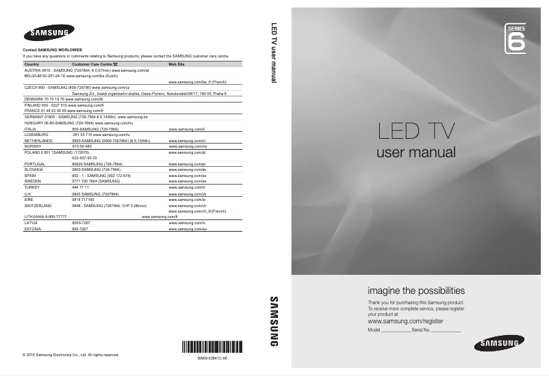 Page n°1 - Manuel utilisateur Samsung UE37C6705US
