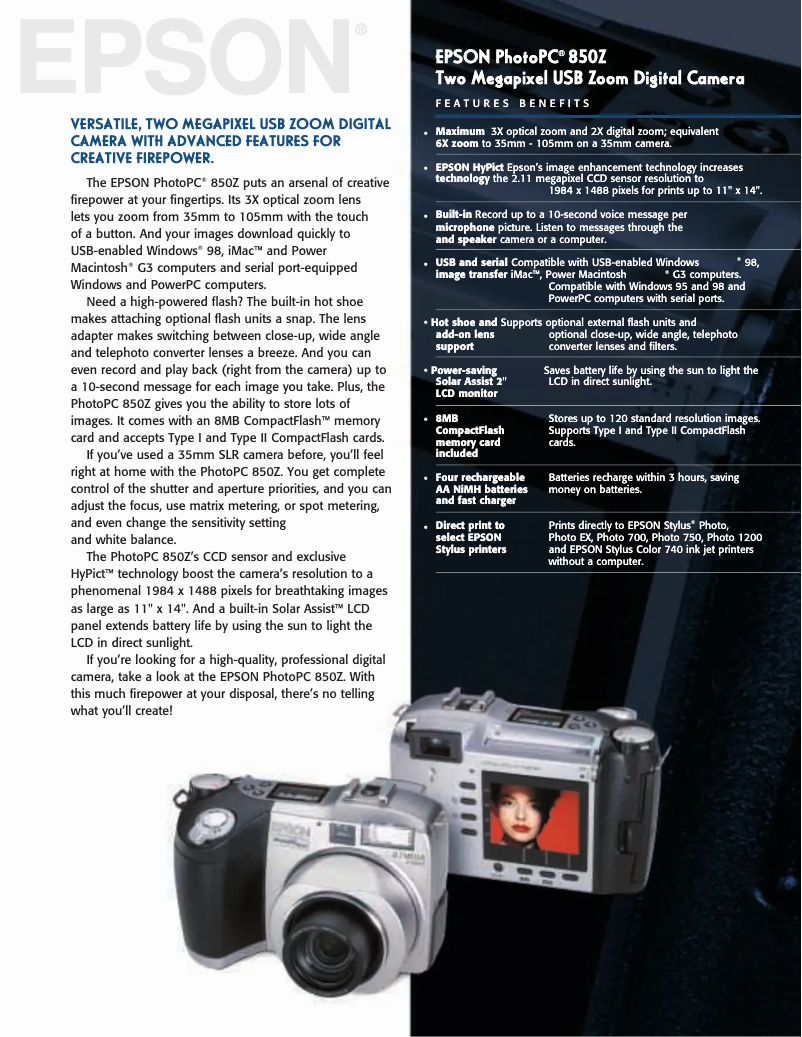 Image de la première page du manuel de l'appareil PhotoPC 850Z