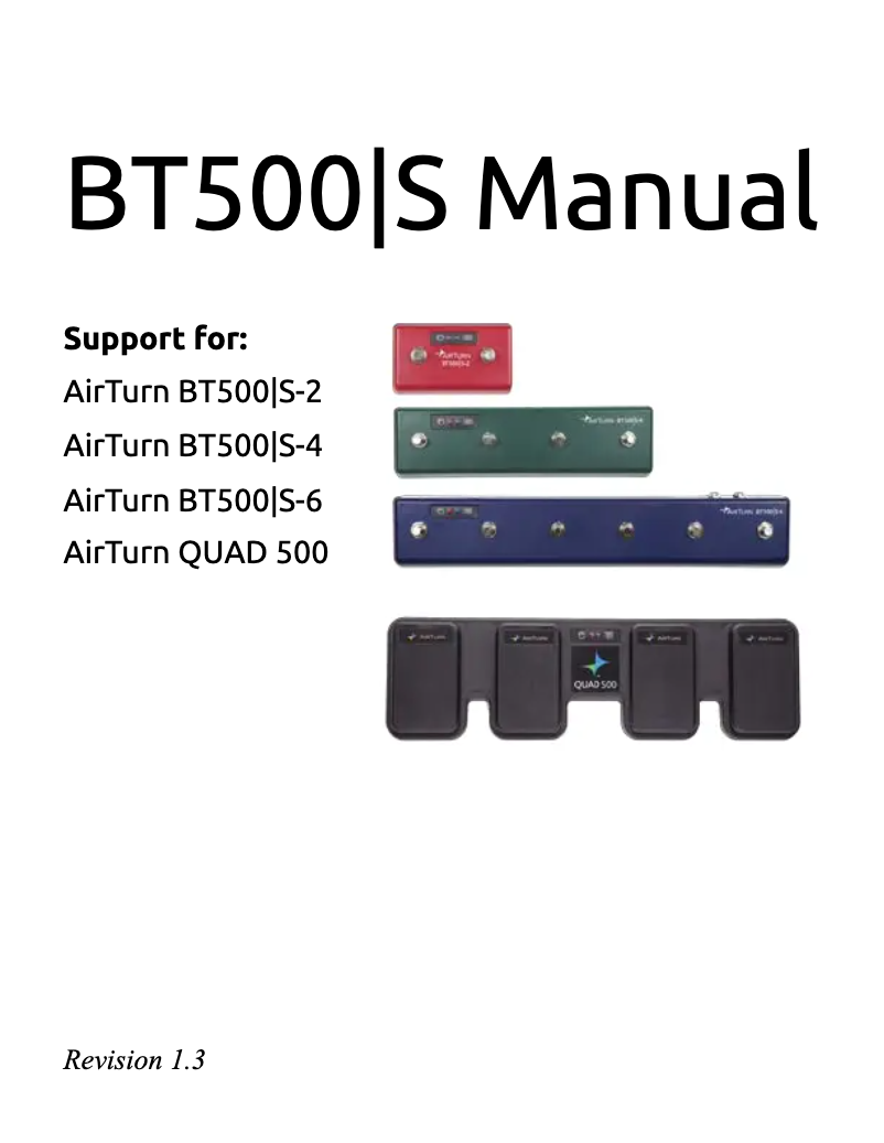 Page 1 de la notice Manuel utilisateur AirTurn BT500