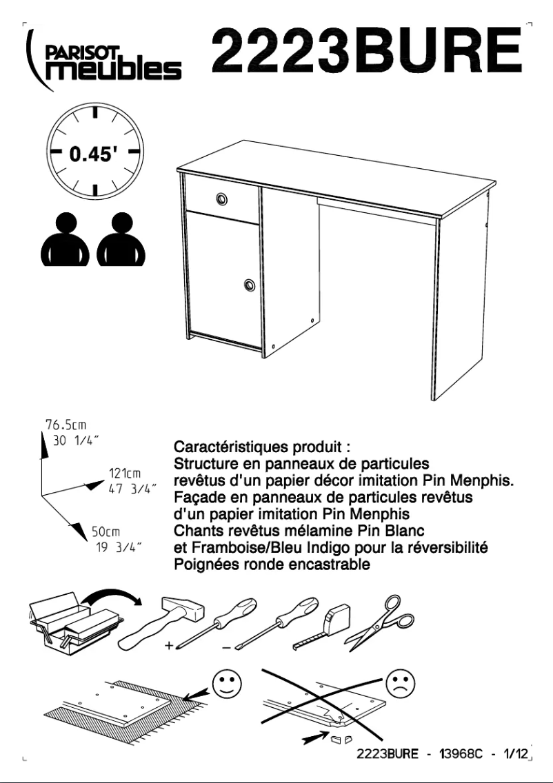 Page 1 de la notice Manuel utilisateur Parisot Smoozy 2223BURE
