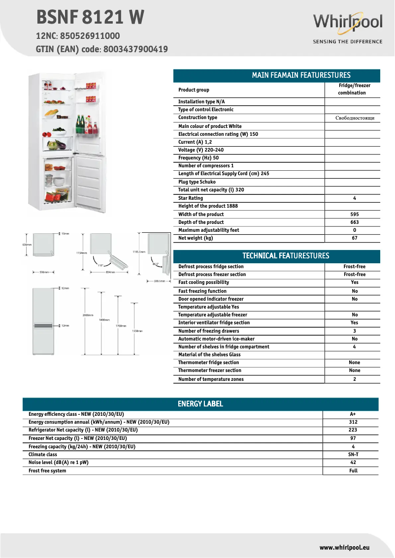 Image de la première page du manuel de l'appareil BSNF 8121 W