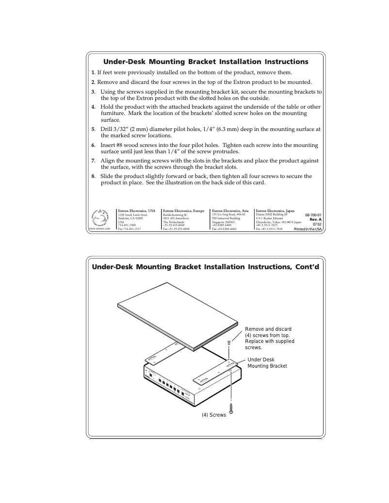 Page 1 de la notice Manuel utilisateur Extron MBU 129