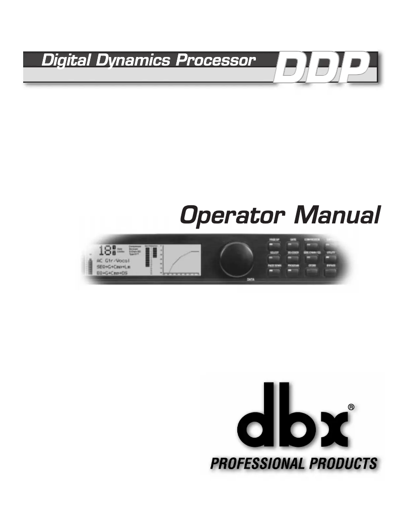 Page n°1 - Manuel utilisateur DBX DDP
