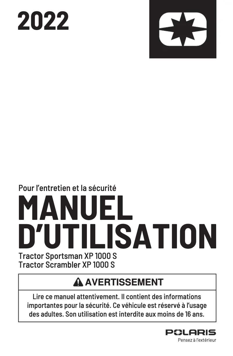 Image de la première page du manuel de l'appareil Scrambler XP 1000 S (2022)