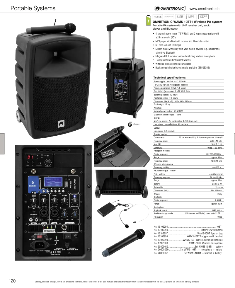 Página 1 del manual Catálogo Omnitronic WAMS-10BT