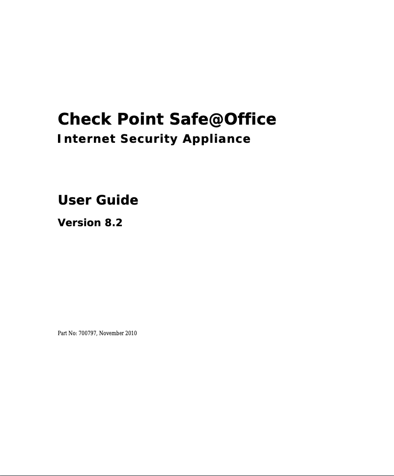 Page 1 de la notice Manuel utilisateur Check Point Safe@Office 1000NW ADSL