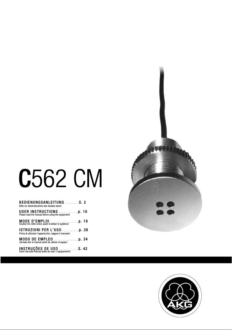 Page n°1 - Manuel utilisateur AKG C562 CM