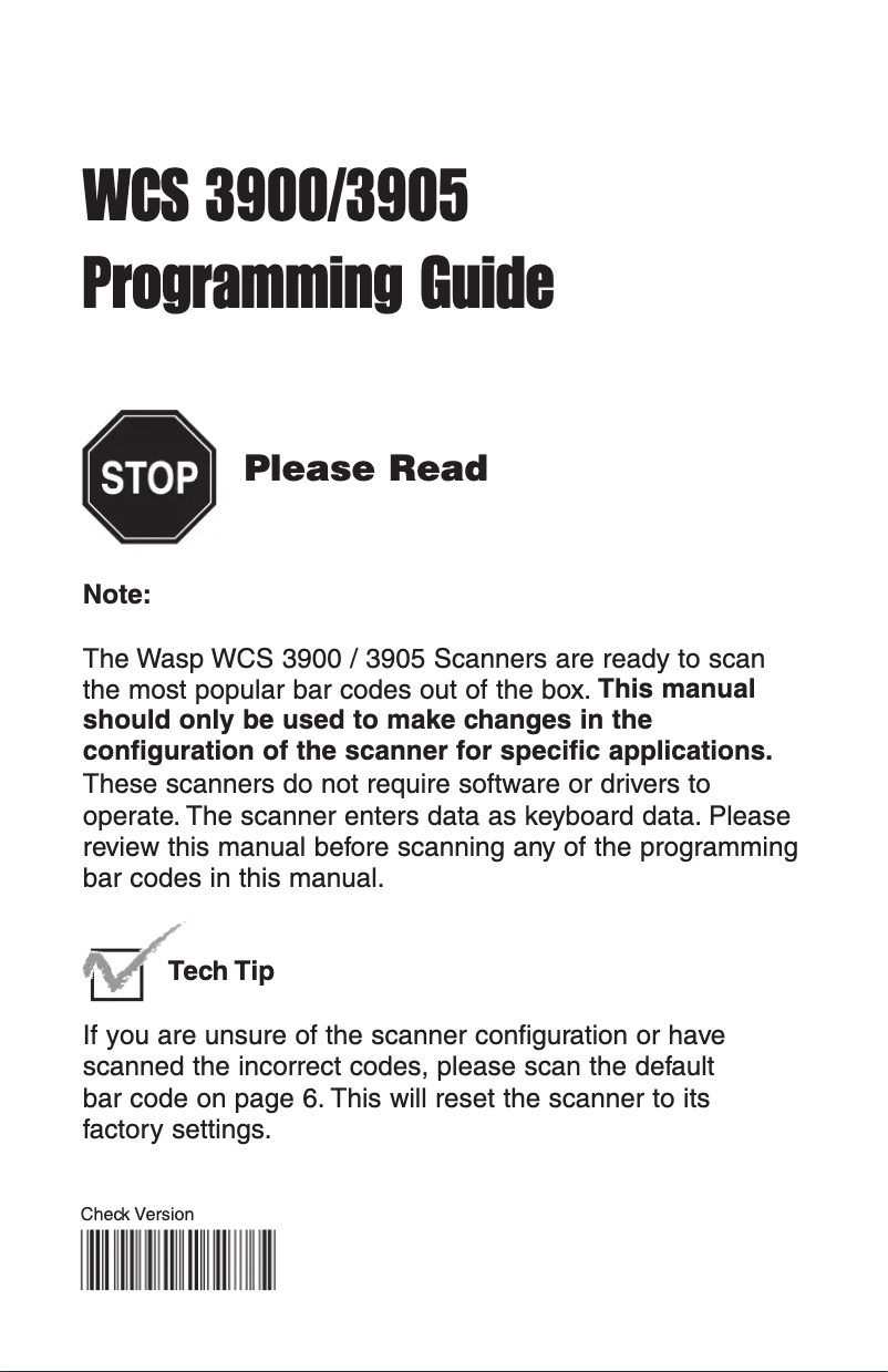 Página 1 del manual Manual de usuario Wasp WCS3905