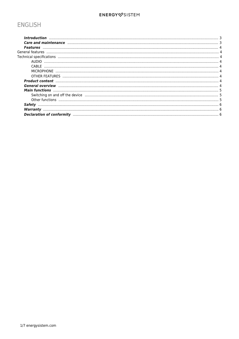 Page 1 de la notice Manuel utilisateur Energy Sistem ESG 5