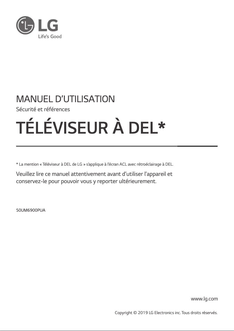 Page n°1 - Manuel utilisateur LG 50UM6900PUA