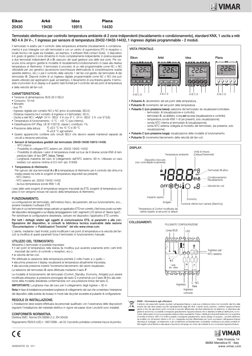 Page n°1 - Manuel utilisateur Vimar 16915