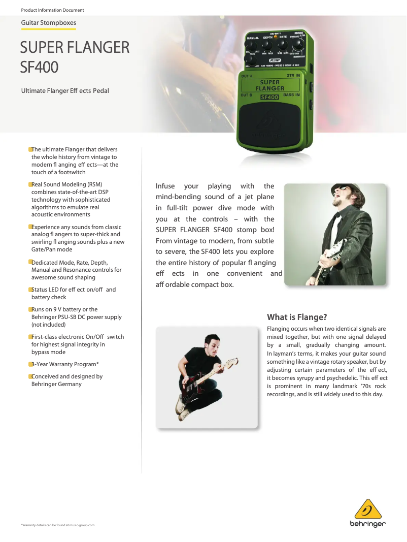 Image de la première page du manuel de l'appareil Super Flanger SF400