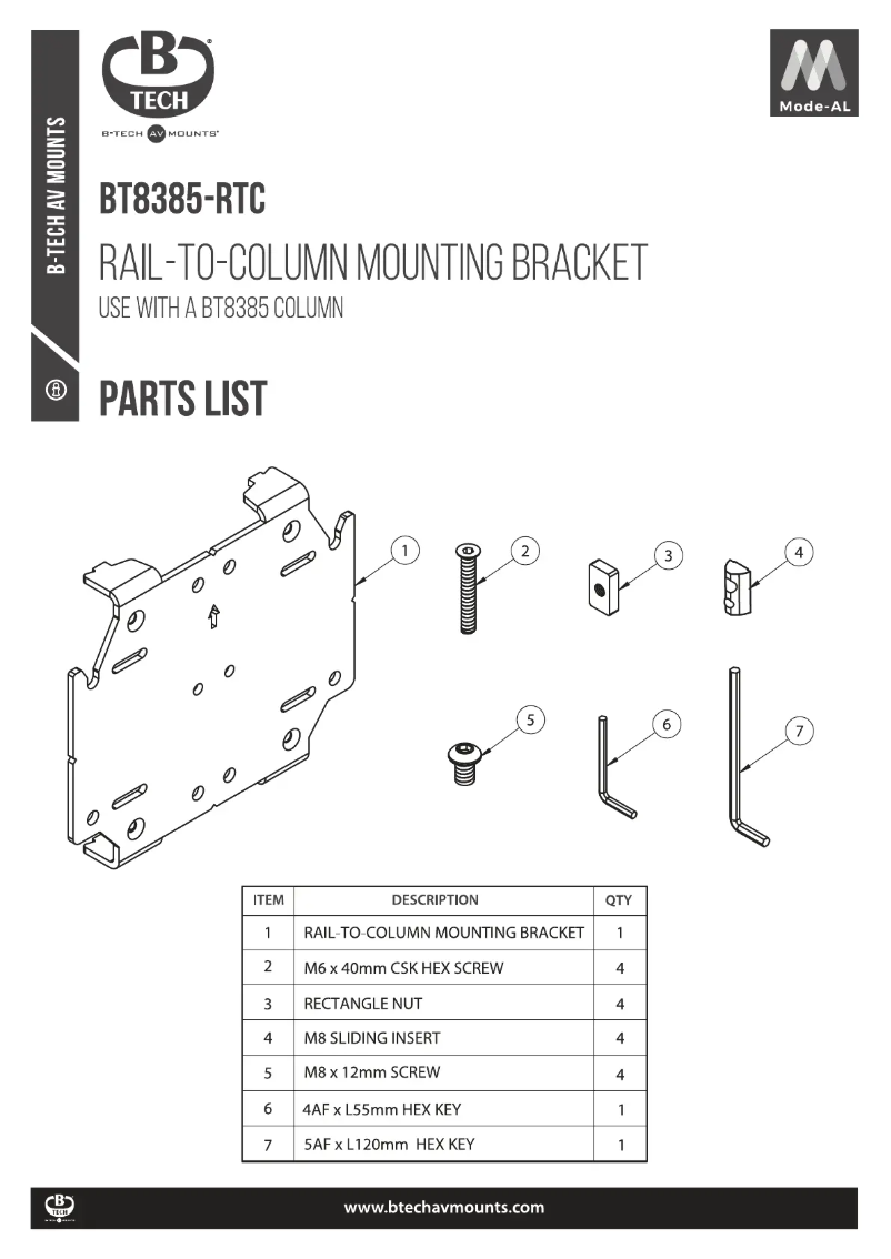 Page 1 de la notice Manuel utilisateur B-Tech BT8385-RTC