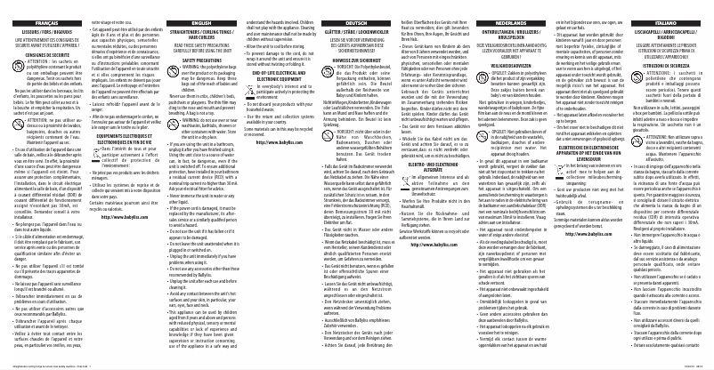 Page n°1 - Manuel utilisateur BaByliss ST430E