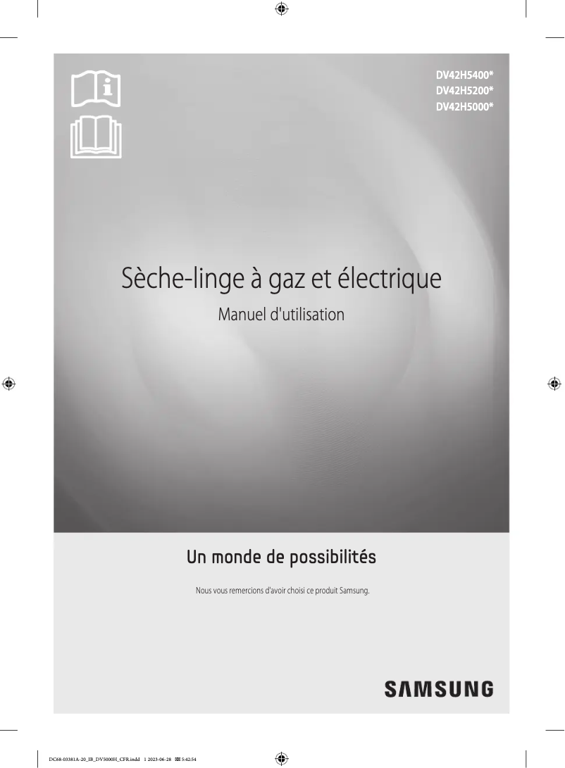 Page n°1 - Manuel utilisateur Samsung DV42H5000EW