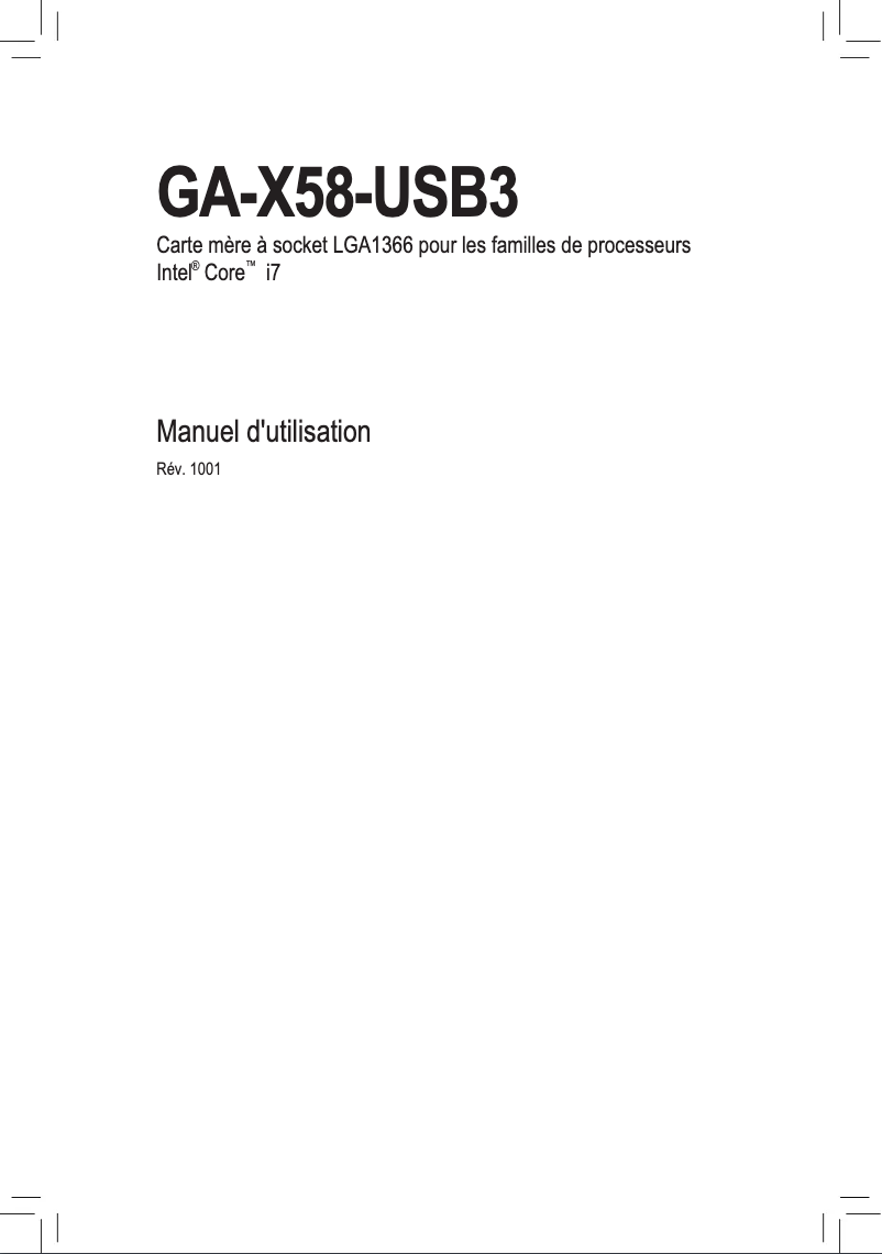Page n°1 - Manuel utilisateur Gigabyte GA-X58-USB3