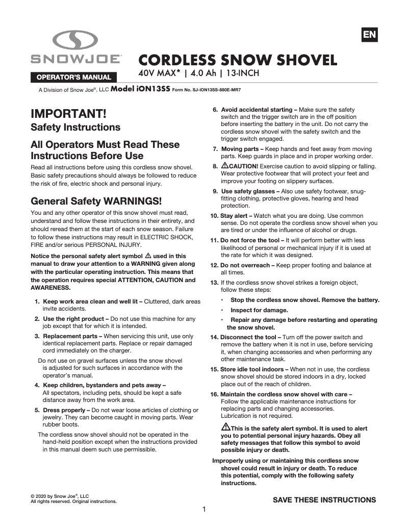 Imagen de la primera página del manual del dispositivo ION13SS