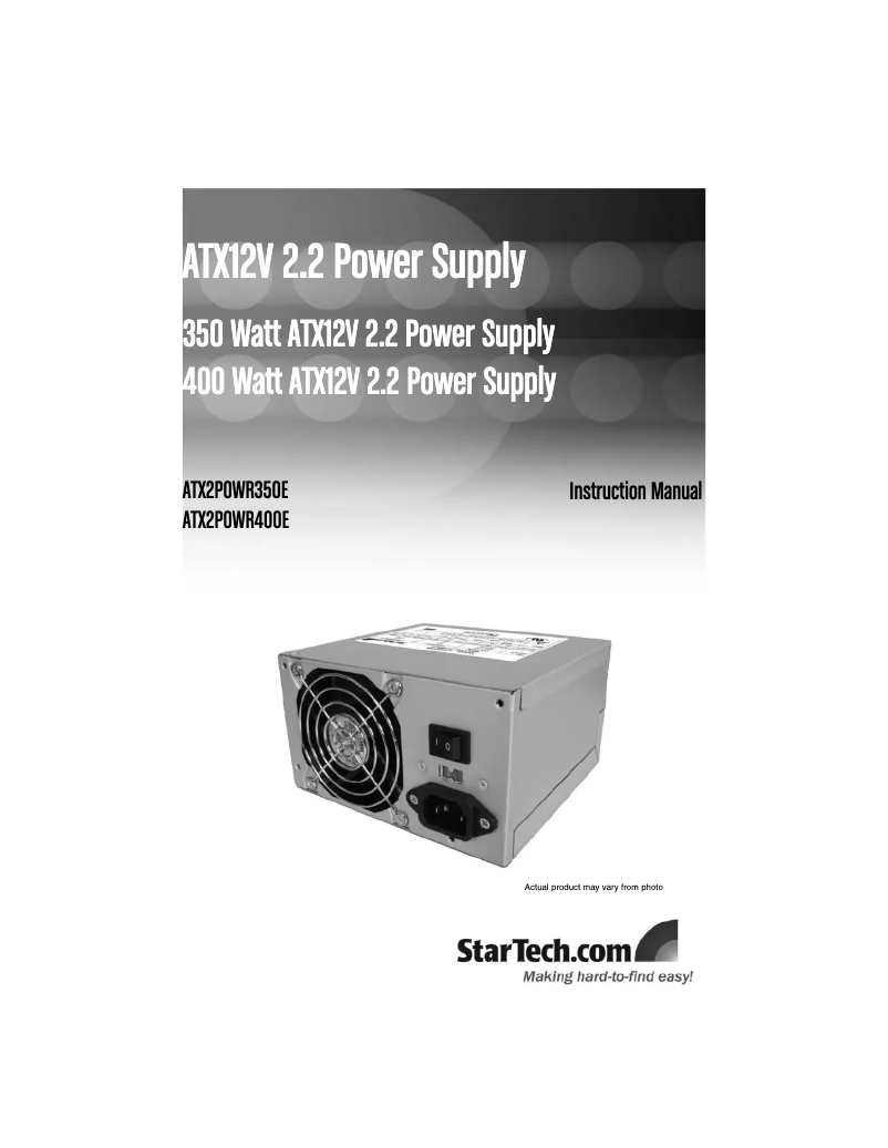 Page n°1 - Manuel utilisateur StarTech.com ATX2POWR400E