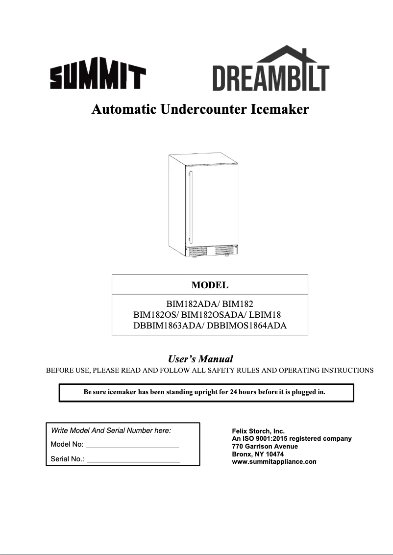 Image de la première page du manuel de l'appareil BIM182