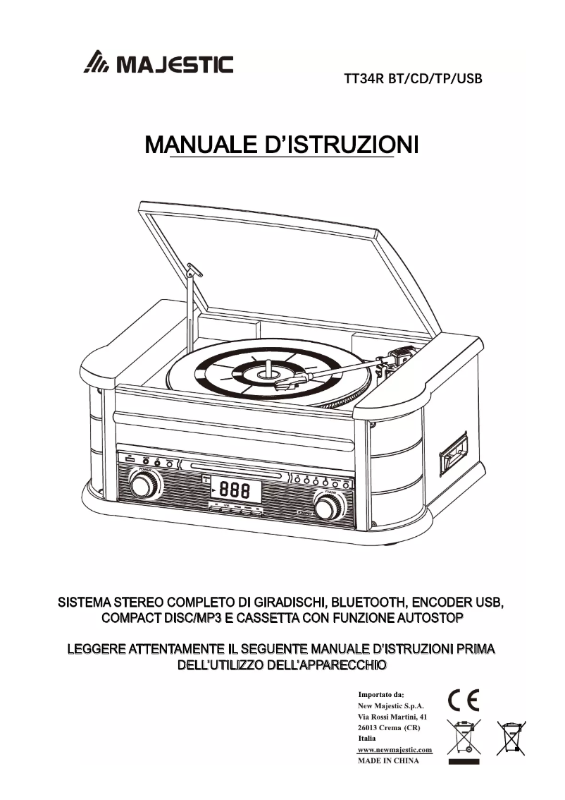 Page n°1 - Manuel utilisateur Majestic TT-34R BT CD TP USB