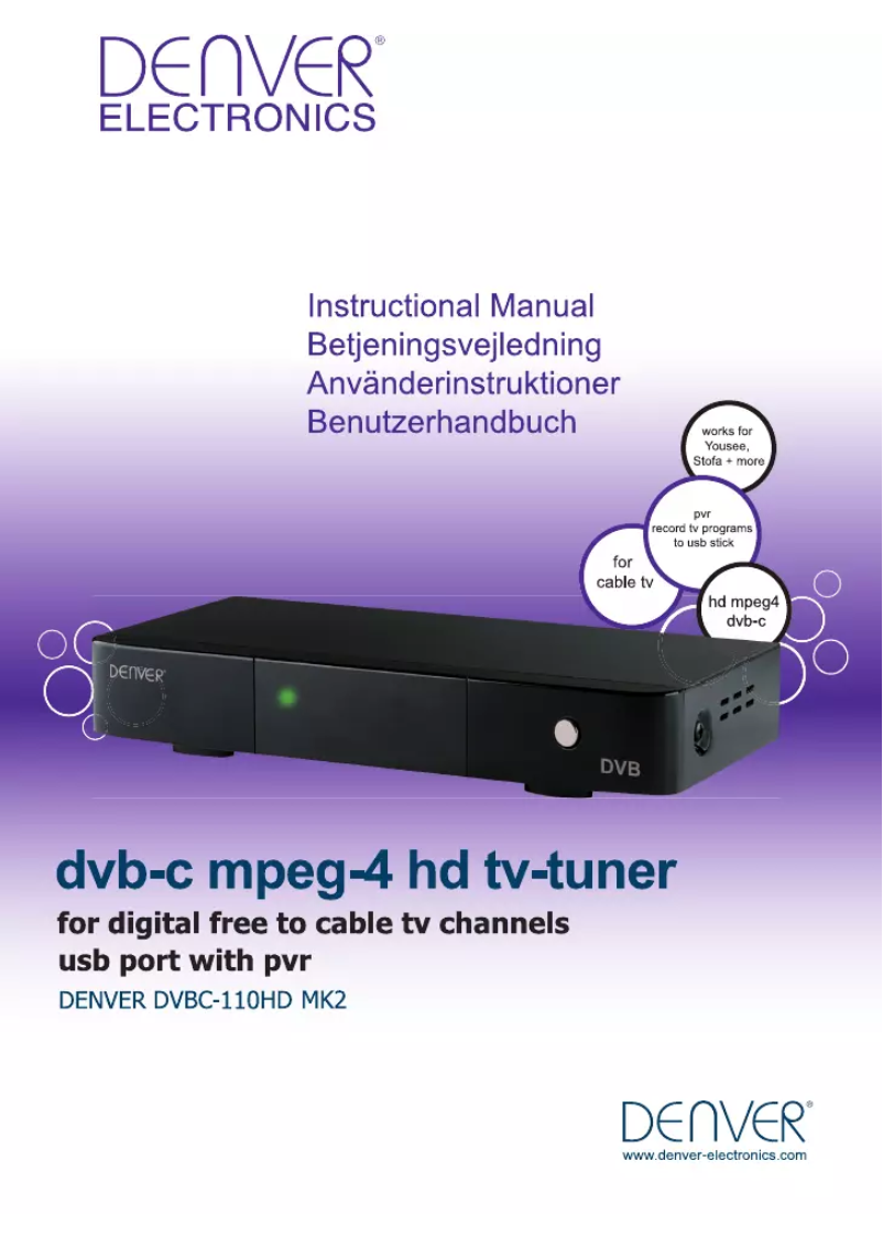 Page n°1 - Manuel utilisateur Denver DVBC-110 MK2