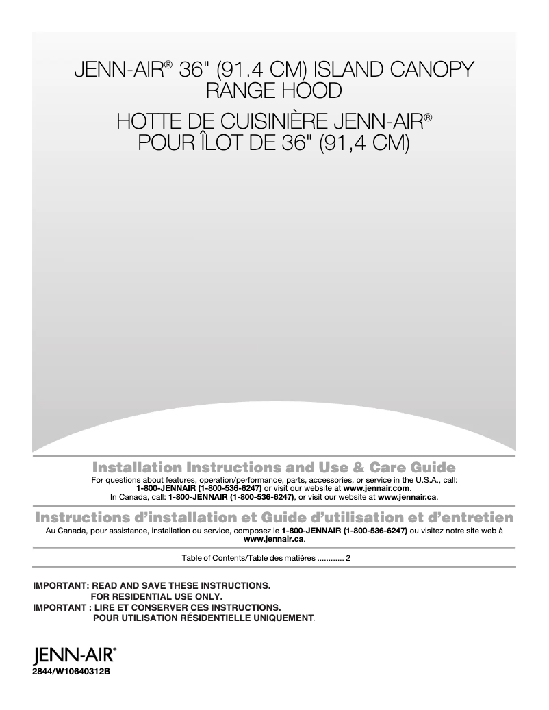 Page n°1 - Manuel d'utilisation et d'entretien JennAir JXI8936DS