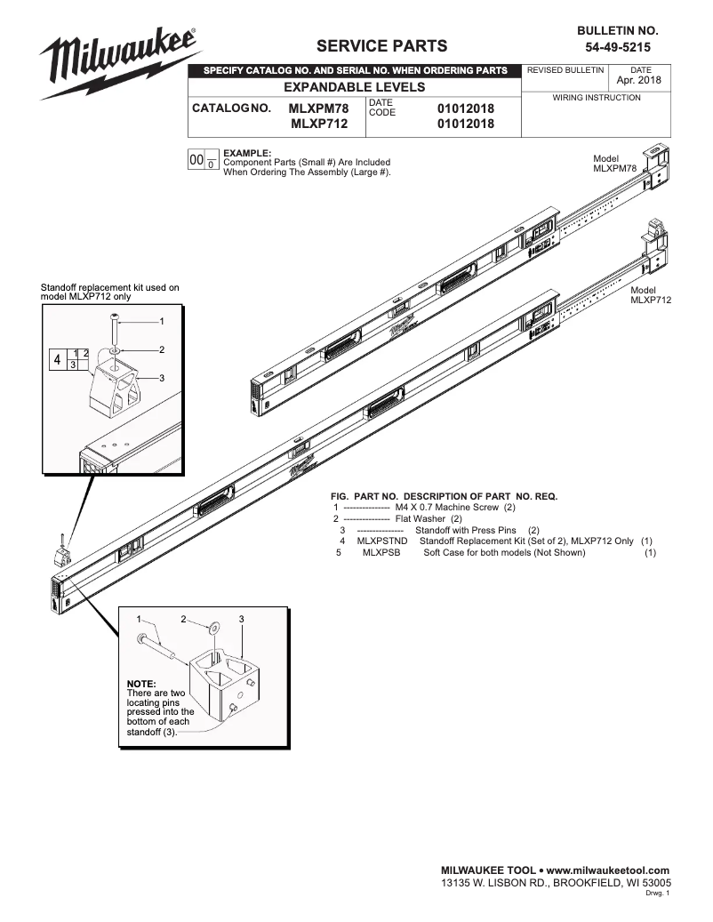 Page 1 de la notice Manuel utilisateur Milwaukee MLXPM78