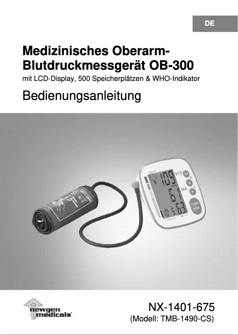 Page n°1 - Manuel utilisateur Newgen Medicals OB-300