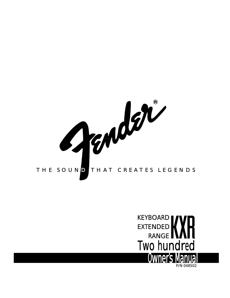 Image de la première page du manuel de l'appareil KXR 200