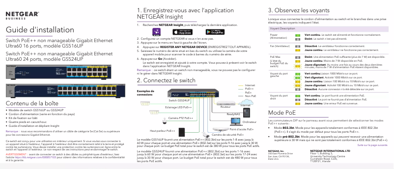 Page 1 of the manual Installation Guide Netgear GS524UP