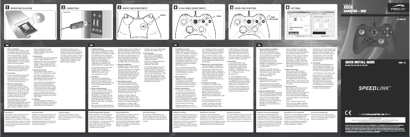 Page n°1 - Manuel utilisateur Speedlink Gamepad PC
