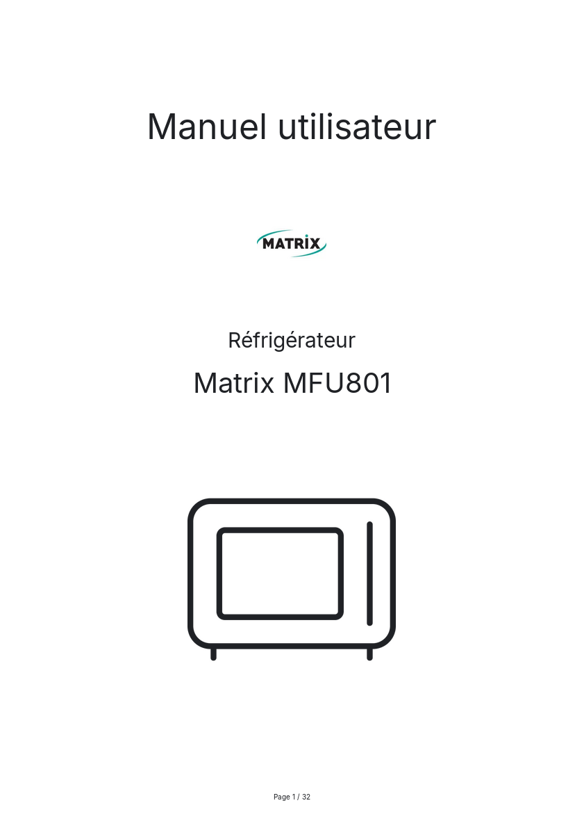 Page n°1 - Manuel utilisateur Matrix MFU801