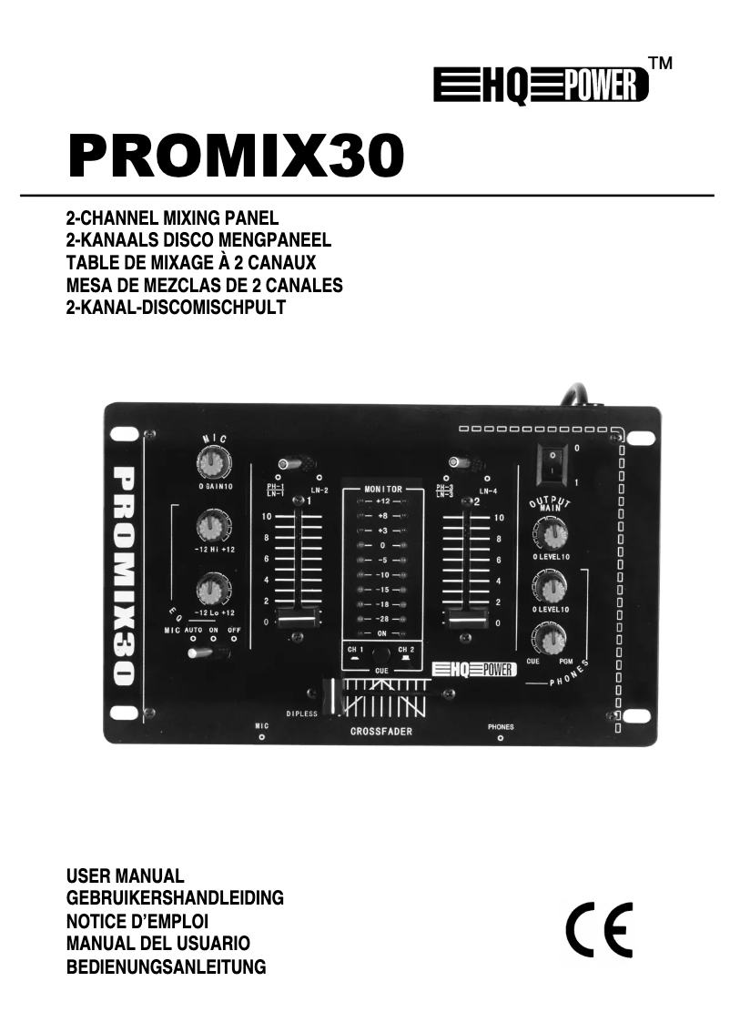 Page 1 de la notice Manuel utilisateur HQ Power PROMIX30
