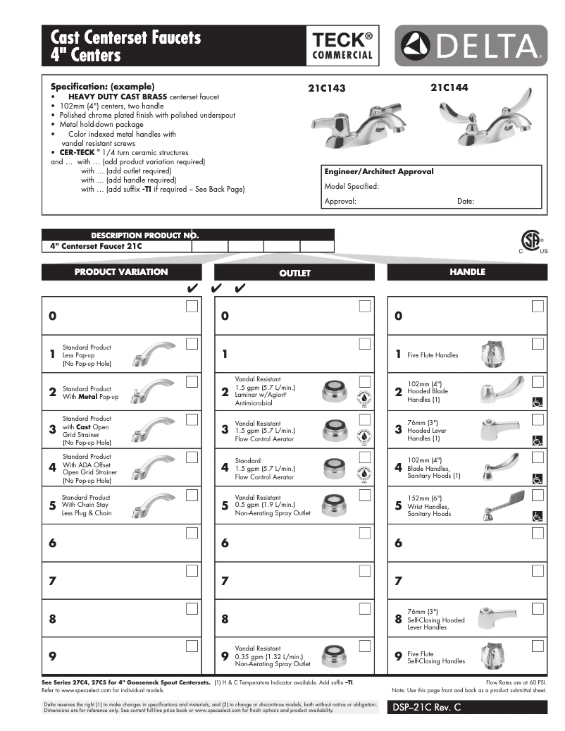 Page 1 de la notice Manuel utilisateur Delta 21C133