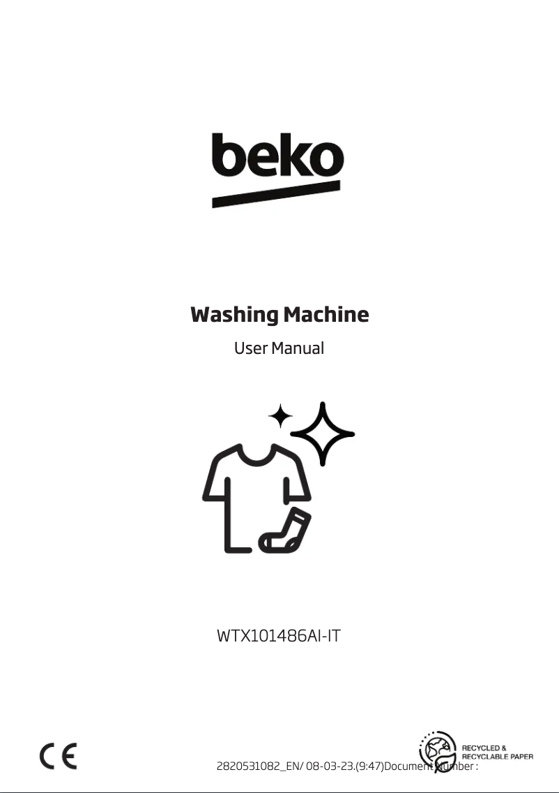 Page 1 de la notice Manuel utilisateur Beko WTX101486AI-IT